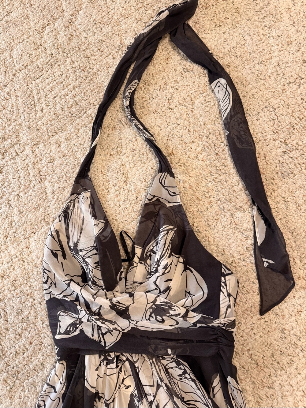 Charcoal Gray & White Floral Halter Maxi Dress - Picture 6 of 15